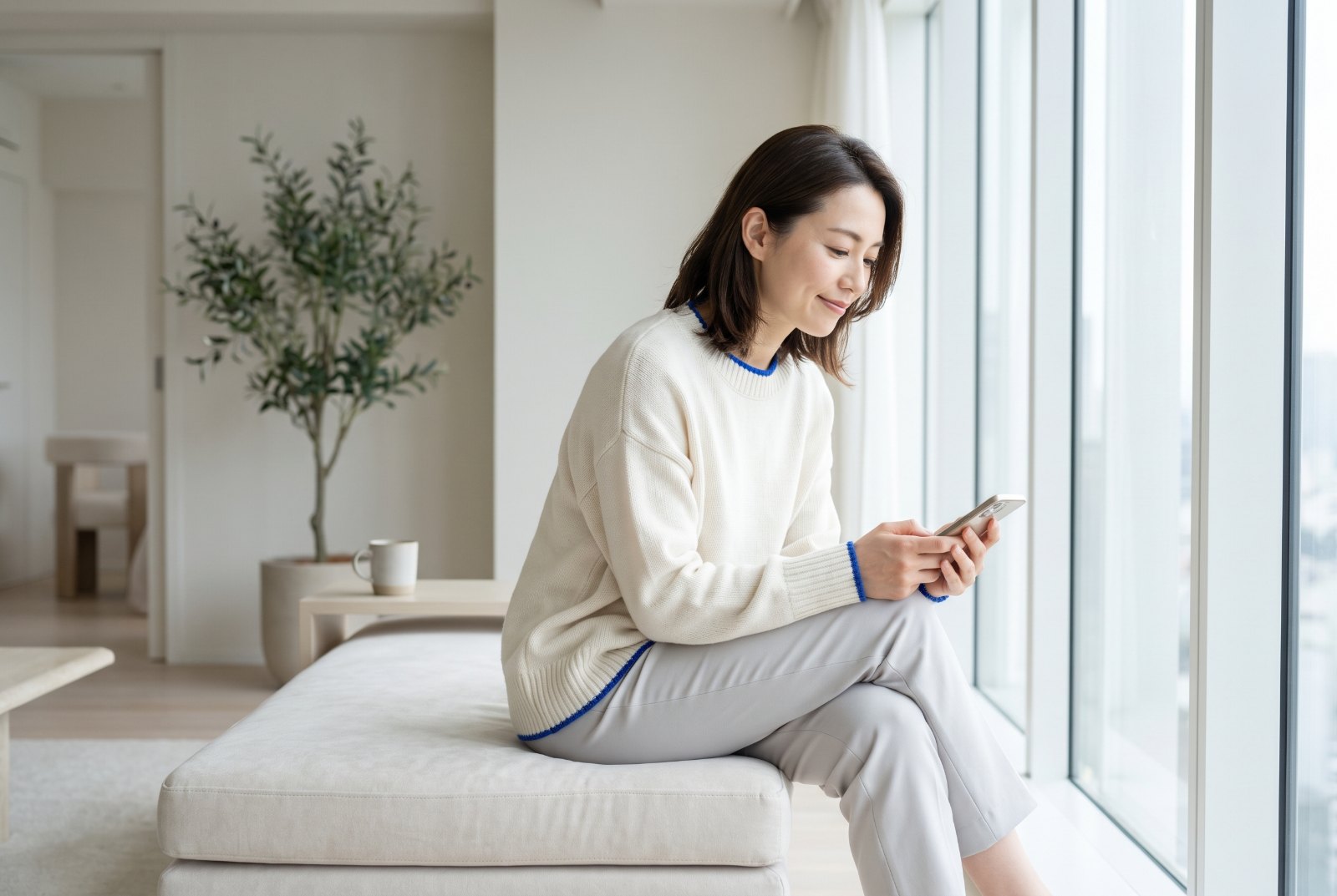 A patient checking her dental passport in the app